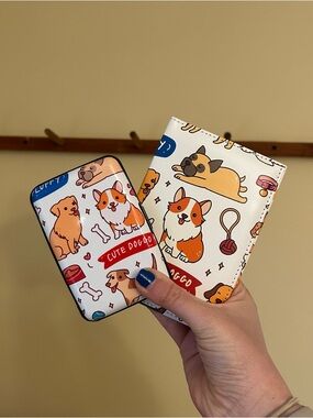 BUNDLE OF 2 Dog Patterned Passport Cover and Card Wallet
